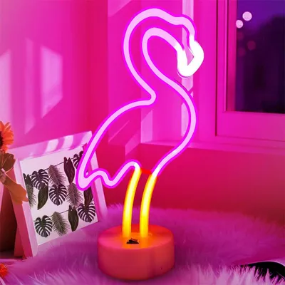Produktbild von Neon Led Licht USB / Batteriebetrieb, Neon Schild , Nachtlicht, Neonlicht Led Wanddeko, Gaming Deko Zimmer Party Bar Kinder Geschenk (Flamingo)
