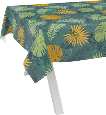 Produktbild von Tischdecke Aquarell Jungle Dunkelgrün 2000x140cm Schnittkante Wachstuch abwaschbar