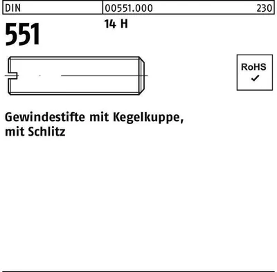 Produktbild von Reyher  Gewindestifte DIN 551 14 H M 8 x 80 (100 Stück)