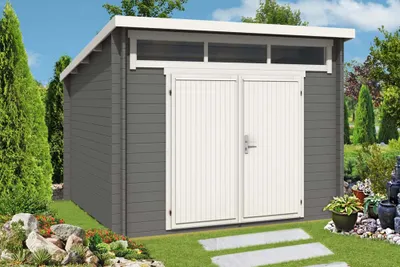 Produktbild von Alpholz Gartenhaus Maria-Optima 28 aus Massiv-Holz, Gerätehaus mit 28mm Wandstärke, Garten Holzhaus mit Imprägnierung (pinie), Geräteschuppen Größe: 320 x 320 cm, Pultdach