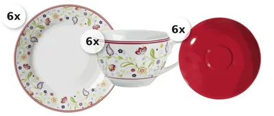 Produktbild von Kaffeeservice 18 tlg. Doppio Shanti rot