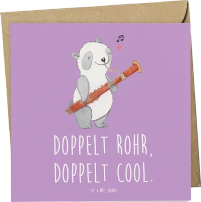 Produktbild von Mr. & Mrs. Panda Grußkarte Fagott Doppelt Cool - Lavendeltraum - Geschenk, Holzblasinstrument, doppelkarte, Musikalität, Musizieren, Instrument, Lernen, faltkarte, Musik