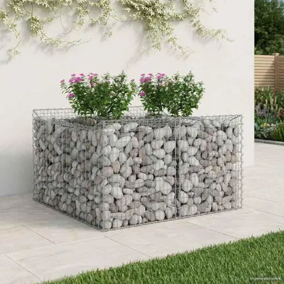 Produktbild von Maison Exclusive - Gabionen-Hochbeet 100 x 100 x 60 cm Verzinkter Stahl Silber