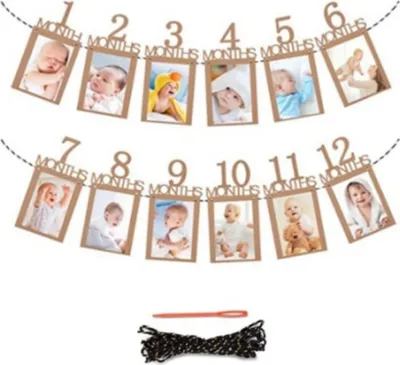 Produktbild von Foto-Girlande zum 1. Geburtstag für Meilensteine, Monatsbanner für Kinder, perfekte Requisite für die Party-Dekoration zum 1. Geburtstag des Babys.