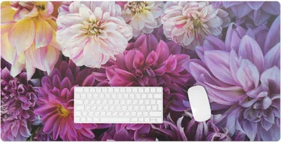 Produktbild von Florales Dahlienmuster – Schreibtischunterlage – Rutschfeste Tischunterlage – Schreibtischmatte für Büro & Zuhause – Schreibunterlage – Mauspad – Tischmatte – 100 x 50 cm