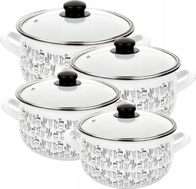 Image de Set de casseroles Set de poêles Set de casseroles 8 pcs. en émail avec couvercle