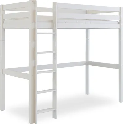 Produktbild von Bubema Mika Hochbett Buche massiv, natur oder weiß lackiert, 90x200 cm, Farbe: Buche, Weiß lackiert