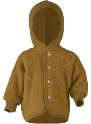Imagen del producto de Chaqueta para bebé Engel con capucha, confeccionada en lana polar, color melange azafrán, talla 50/56