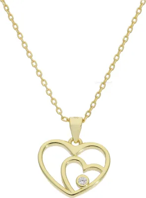 Produktbild von Herzanhänger mit Kette Silber 925 Gold plattiert Zirkonia FSCO014gg 44,5 cm