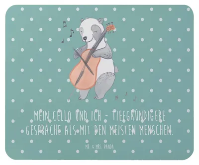 Produktbild von Mr. & Mrs. Panda Mousepad Violoncello Gespräche - Meeresbrise - Geschenk, computer, Lernen, Musik, pc mauspad, Instrument, Musiker, Fortgeschrittene, Freund, Cellist
