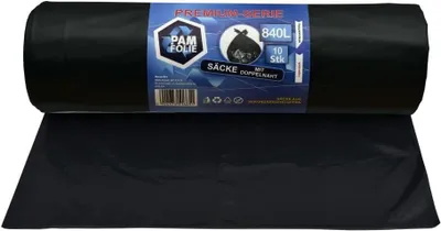 Produktbild von PAM-FOLIE Müllsäcke 840L - 10 Stück - XXL Große Bauschutt-Abfallsäcke, Premium - 130x170cm - 40µm - schwarzer Müllbeutel - Bauschuttsäcke