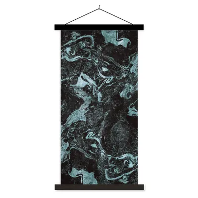 Produktbild von MuchoWow® Textilposter Naturstein - Blau - Stein 60x120 cm mit schwarzem Rahmen - Magnete