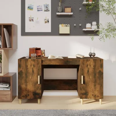 Produktbild von vidaXL Schreibtisch Räuchereiche 140x50x75 cm Holzwerkstoff - Schreibtisch - Schreibtische - Bürotisch - Computertisch