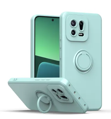 Immagine prodotto di Custodia Xiaomi 13, con supporto ad anello e supporto, resistente ai graffi, custodia in silicone morbido per Xiaomi 13 verde chiaro
