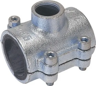 A close-up studio shot of a pipe fitting.