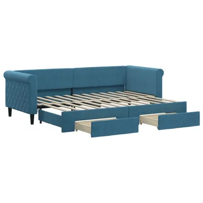 Immagine prodotto di vidaXL Letto da giorno allungabile con cassetti blu 80x200 cm in velluto