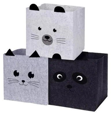Produktbild von 3er Set Filz Faltboxen ca. 32x32x32 cm - Aufbewahrungsbox für Spielzeug und Kleidung