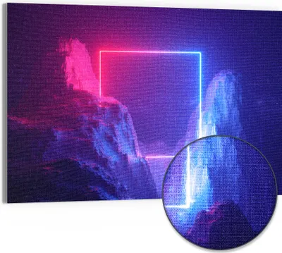 Produktbild von DEQORI Hybrid Leinwand Bild 90x60 cm 'Kosmische Canyonreise' Wandbild Glas flach modern