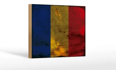 Produktbild von Holzschild Flagge Rumänien 18x12 cm Flag of Romania Rost Dekoration