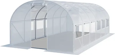 Produktbild von TOOLPORT Foliengewächshaus Gewächshaus 4x6m stabil & langlebig mit Fenster - reißfeste PE Plane 180g/m² weiß transparent