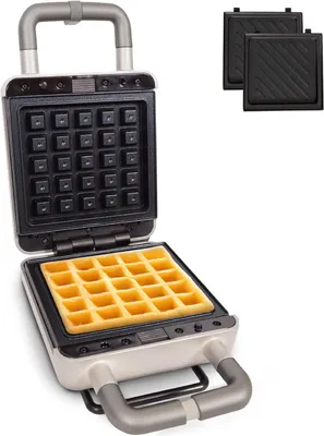 Produktbild von GADGY® 2 in 1 Waffeleisen Sandwichmaker mit Wechselplatten Silber