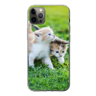 Produktbild von MuchoWow® Handyhülle Schutzhülle Hülle für iPhone 12 Pro Max Kätzchen - Katze - Korb - Mädchen - Kinder - Jungen - Kinder Silikon Softcase Handy Hülle - Hartschale