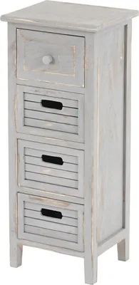 Zdjęcie produktu dla Komoda T18, szafka z szufladami, 4 szuflady, 74x30x25cm Shabby-Look Vintage ~ szary