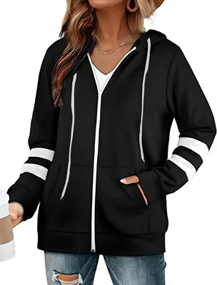 Immagine prodotto di Giacca sportiva da donna con cappuccio e zip - Giacca in pile casual