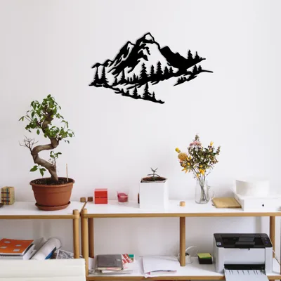 Produktbild von Wallity, Mountain- ENZ1128, Schwarz, Sonstige Wohndekorationen, 47 x 40 cm, 100% Metall (Dicke: 1