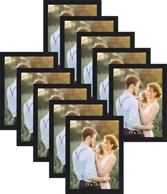 Image de Lot de 10 cadres photo 13 x 18 cm - Collage de cadres photo noirs avec passe-partout de différentes couleurs