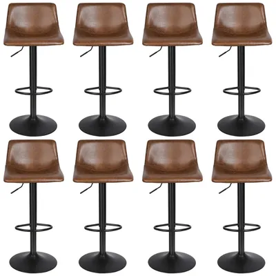 Produktbild von 8er Set Barhocker 360° drehbar höhenverstellbar gepolsterter Barstuhl mit Rückenlehne und Fußstütze