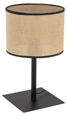 Produktbild von KAR-LIGHTING Tischlampe 1-flammig Schwarz/Beige aus Jute & Metall – Nachttisch- und Schreibtischleuchte für Innenräume, E27