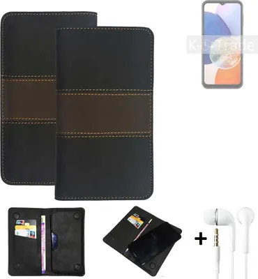 Produktbild von K-S-Trade Handyhülle + Kopfhörer kompatibel mit Samsung Galaxy A14 5G Schutzhülle Walletcase Bookstyle Tasche Schutz Case Hülle Wallet Cover