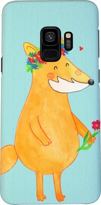 Produktbild von Mr. & Mrs. Panda Samsung Galaxy S9 Handyhülle Fuchs Blumen - Türkis Pastell - Geschenk, Smartphone Hülle, Blume, Boho, Liebe, Cover, Motivation, Blumenliebe
