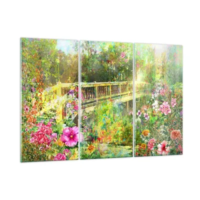 Produktbild von Bilder auf glas - Brücke Park Blume Frühling - 105x70cm - Glasbilder - Wandbilder - Kunstdruck - zum Aufhängen bereit - Wanddekoration aus Glas - Glas Bilder - Wandbild auf Glas - GCE105x70-2906
