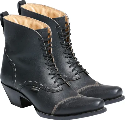 Produktbild von Damen Western Cowboy Biker Leder Stiefel Boots »ASHLEY« Schwarz