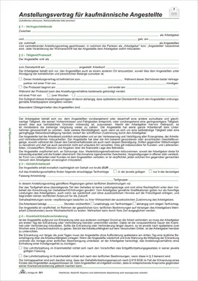 Produktbild von RNK Verlag 501 Anstellungsvertrag für kaufmännische Angestellte, 2 Seiten, DIN A4