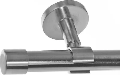 Produktbild von Edelstahl Look Gardinenstange 20mm Deckenträger 1-läufig Kappe, Länge wählbar D31 E30 R