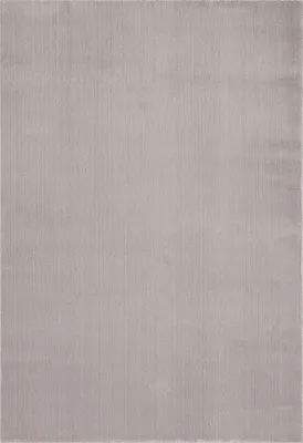 A top-down view of a gray rug with a subtle ribbed texture.
