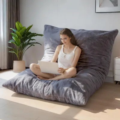 Produktbild von Klassischer Sitzsack MAXYOYO Riesiges Sitzsackbett, quadratischer Sitzsackstuhl, großes Sofa mit Plüschbezug und flauschiger Füllung für Erwachsene, P