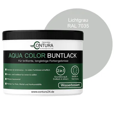 Produktbild von Contura 250ml. Buntlack Lackfarbe Lack Außen Innen Holz Metall Farbe Holzlack Möbellack - RAL 7035 Lichtgrau