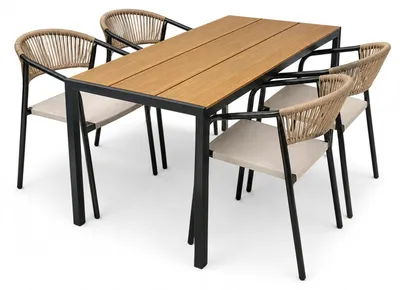 Zdjęcie produktu dla Zestaw mebli ogrodowych balkon stół Allen Pro 130x70W + 4x krzesło Portino taupe