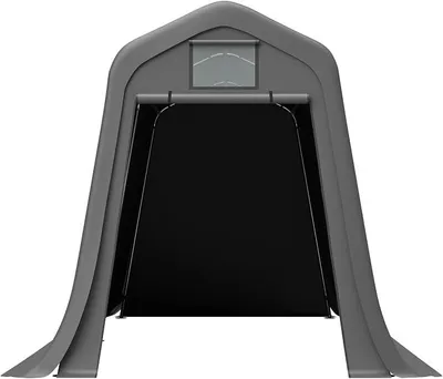 Produktbild von Geräteschuppen mit Rolltor 366x213x225 cm, Fahrrad- & Motorradgarage, Wasserdichtes PE-Gewebe, UV- & windfest, Stabiler Stahlrahmen in Dunkelgrau – Carport