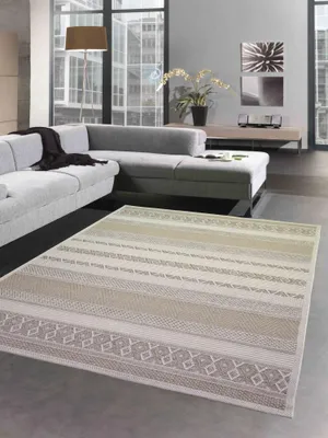 Image de Intérieur & Extérieur Tapis Sisal Balcon Cuisine Terrasse Salon - Motif losange Diamant - Beige Taille - 67x180 cm