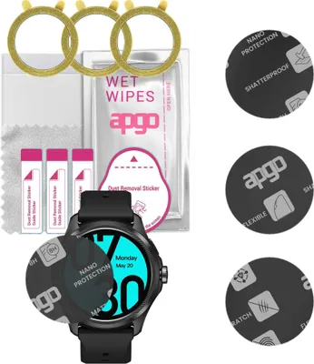 Produktbild von apgo 3 Stück Schutzglas, Matt, kompatibel mit Mobvoi TicWatch Pro 5 Smartwatch, Hybrid 8H, Ersatz für Hartglas, Displayschutzglas, Bildschirmschutz, Displayschutz, kratzfest