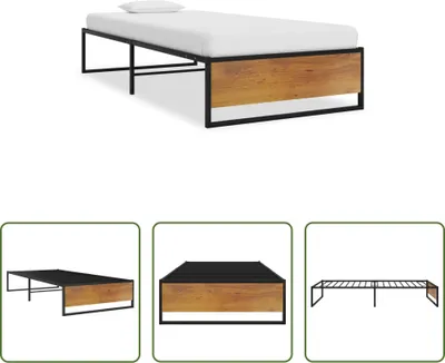 Image de The Living Store Cadre de lit noir métal 100x200 cm