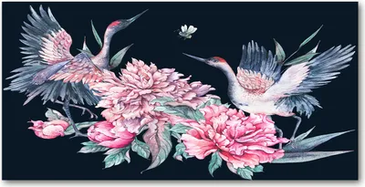 Produktbild von Tulup Glas-Bild -140x70- Wandkunst Dekorative Wand für Küche & Wohnzimmer - Tiere - Kräne Kranich - Mehrfarbig