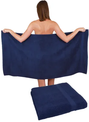 Produktbild von Betz 2 Stück Duschtücher 70 x 140 cm PREMIUM 100% Baumwolle Liegetuch Strandtuch   Farbe: dunkelblau