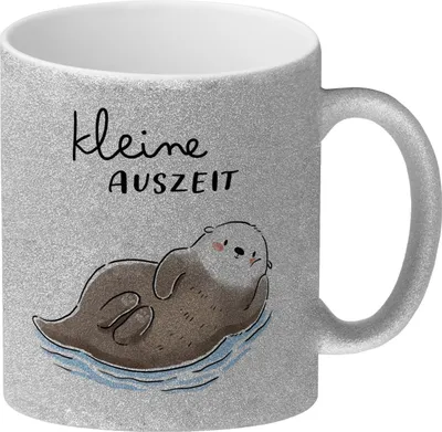 Produktbild von Otter Glitzer-Kaffeebecher mit Spruch Kleine Auszeit