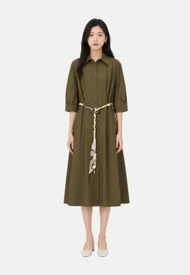 Produktbild von Damenkleid 100% Baumwolle Chiara Ferretti Dunkelblau casual mit Knöpfen Dark Blue UNICA lu Scuro